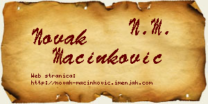 Novak Mačinković vizit kartica